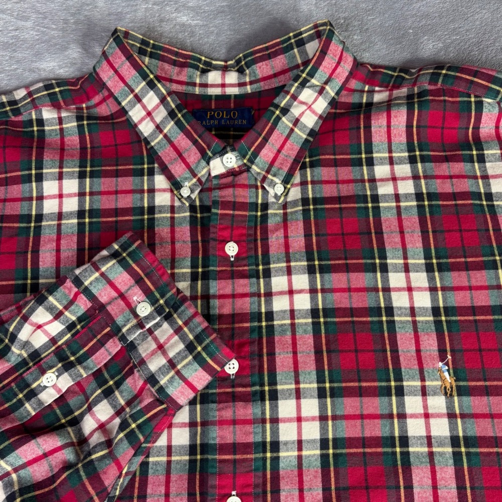 Polo Ralph Lauren Shirt Mens 4XB Red Plaid Button Down Long Sleeve Big Cotton